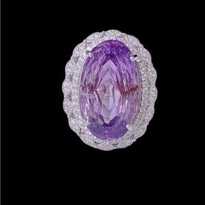 Sterling Silver Natural  18ct Amethyst Ring